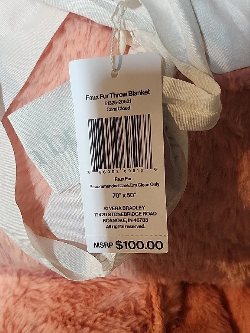 Vera Bradley Plush Blush Pink Throw Blanket